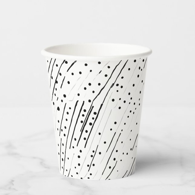 Stripes or polka dots black, white, grey pattern paper cups (Front)
