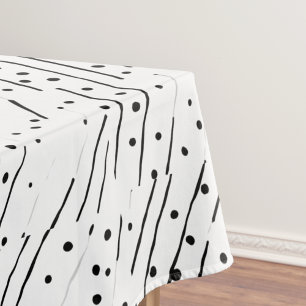 Stripes or polka dots black, white, grey pattern tablecloth