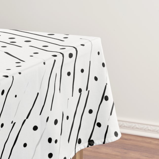 Stripes or polka dots black, white, grey pattern tablecloth (Stripes or polka dots black, white, grey pattern tablecloth)