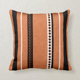 Stripes orange black white cushion