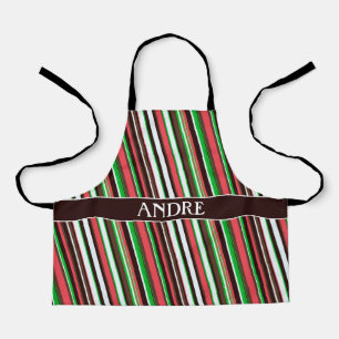 Stripes Orange Green Minimal Pattern Apron