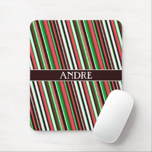 Stripes Orange Green Minimal Pattern Mouse Pad