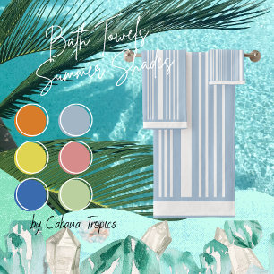 Stripes Pale Blue & White Bath Towel Set