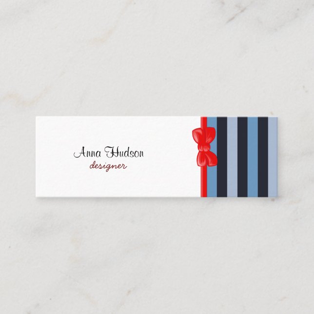 Stripes (Parallel Lines) - Blue Black Mini Business Card (Front)