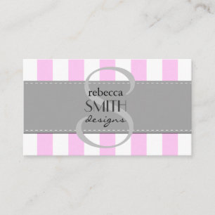 Stripes (Parallel Lines) - Pink White Business Card
