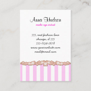Stripes (Parallel Lines) - Pink White Business Card