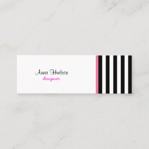 Stripes (Parallel Lines) - White Black Mini Business Card