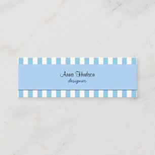 Stripes (Parallel Lines) - White Blue Mini Business Card