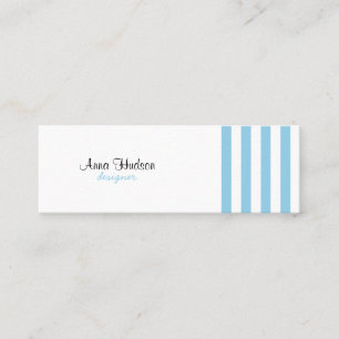 Stripes (Parallel Lines) - White Blue Mini Business Card
