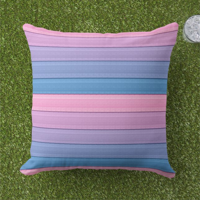 Stripes Pastel blue colourful modern geometrical Cushion (Grass)