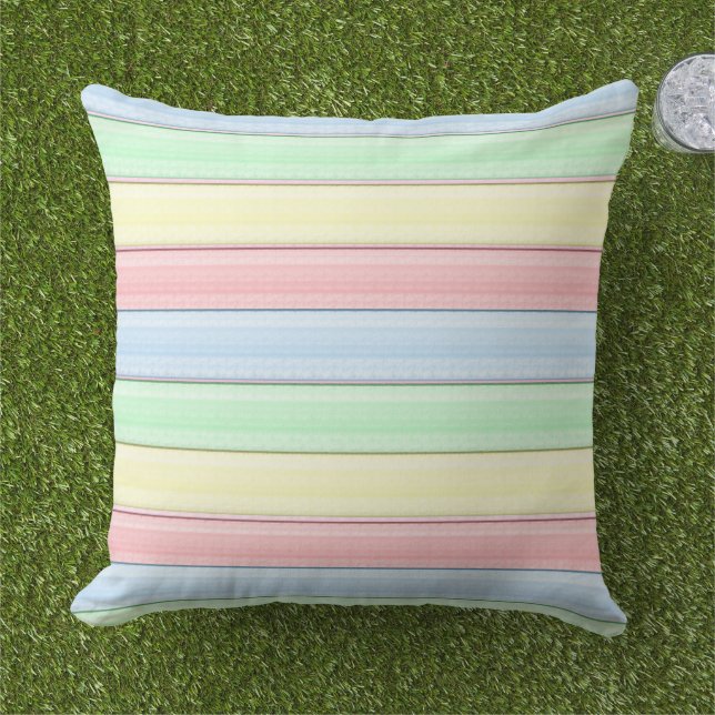 Stripes Pastel colourful modern geometrical Cushion (Grass)