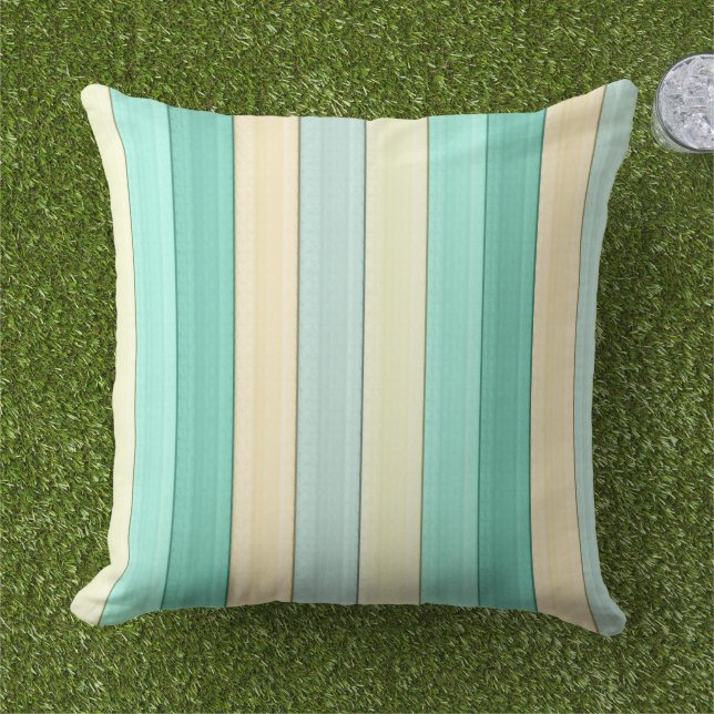 Stripes Pastel Mint Peach vertical geometrical Cushion (Grass)