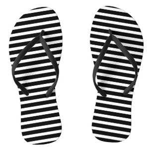 Stripes Pattern Black White Trendy Stylish Elegant Thongs