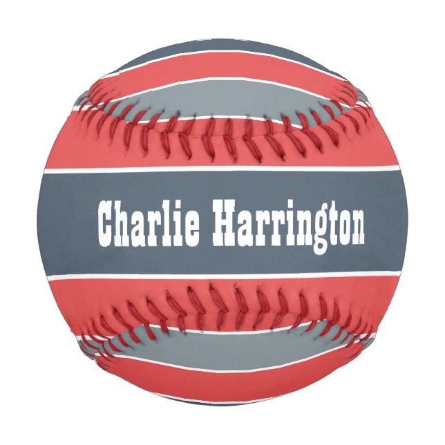 Stripes Pattern custom monogram baseball (Front)