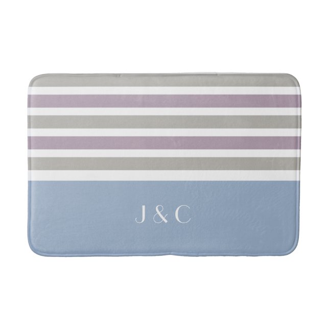 Stripes Pattern custom monogram bath mats (Front)