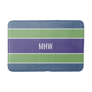 Stripes Pattern custom monogram bath mats