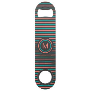 Stripes Pattern Custom Monogram bottle opener