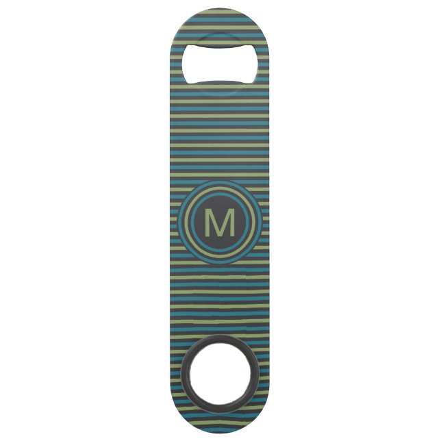 Stripes Pattern Custom Monogram bottle opener (Front)