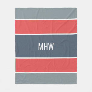 Stripes Pattern custom monogram fleece blankets