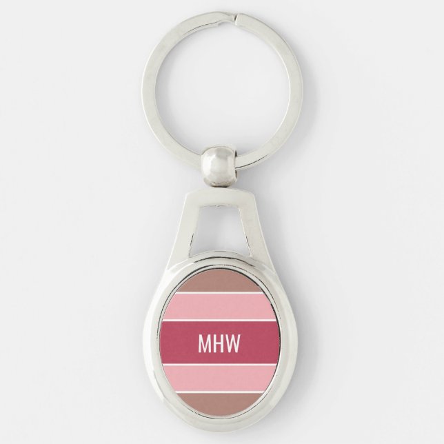 Stripes Pattern custom monogram key chains (Front)