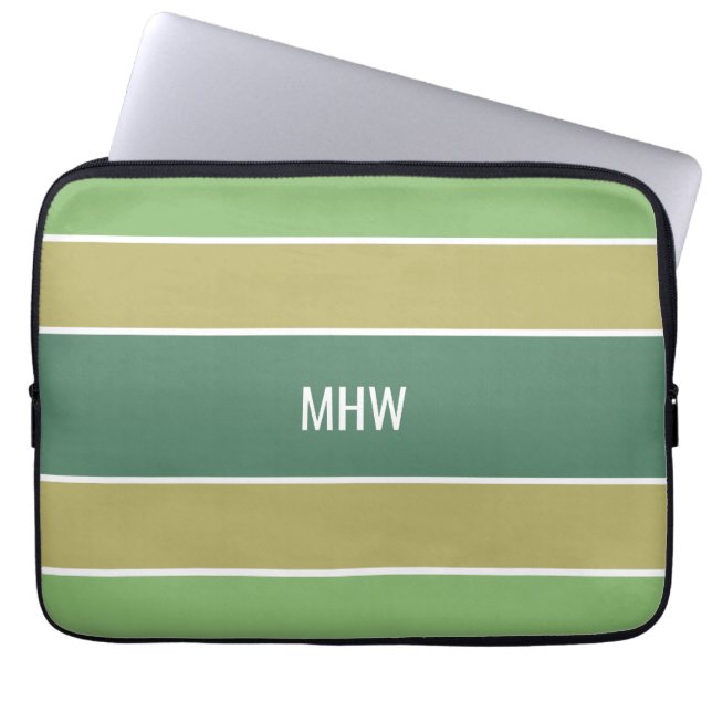 Stripes Pattern custom monogram laptop sleeves (Front)