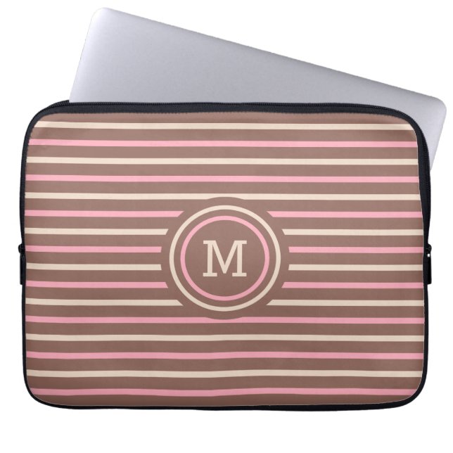 Stripes Pattern custom monogram laptop sleeves (Front)