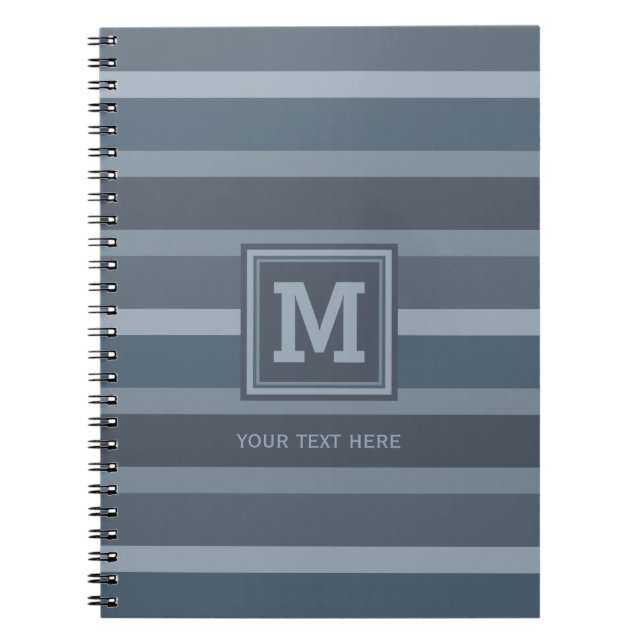 Stripes Pattern custom monogram notebook (Front)
