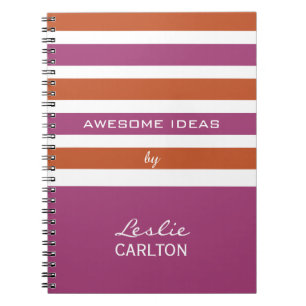 Stripes Pattern custom monogram notebook