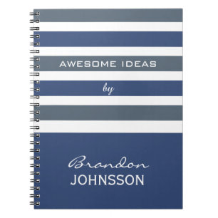 Stripes Pattern custom monogram notebook