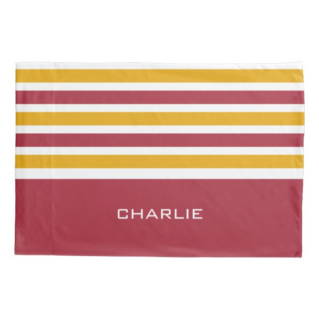 Stripes Pattern custom monogram pillowcases (Back)