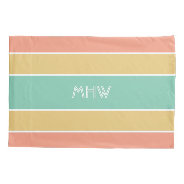 Stripes Pattern custom monogram pillowcases (Back)
