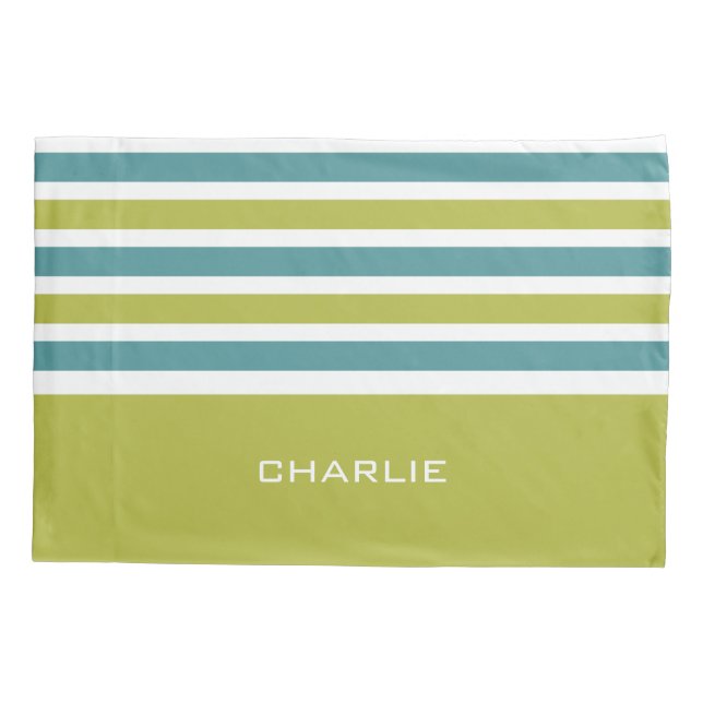 Stripes Pattern custom monogram pillowcases (Back)
