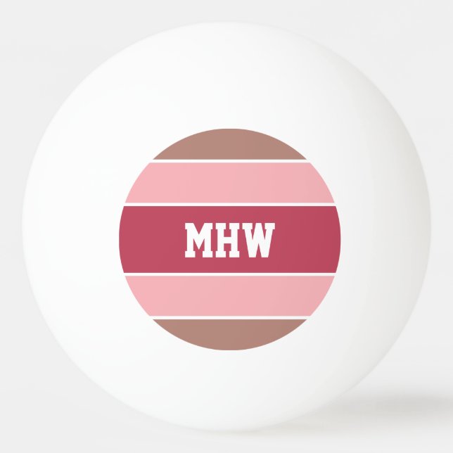 Stripes Pattern custom monogram ping pong balls (Front)