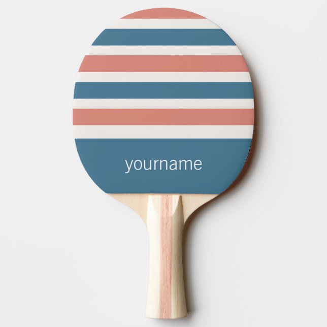 Stripes Pattern custom monogram ping pong paddle (Back)