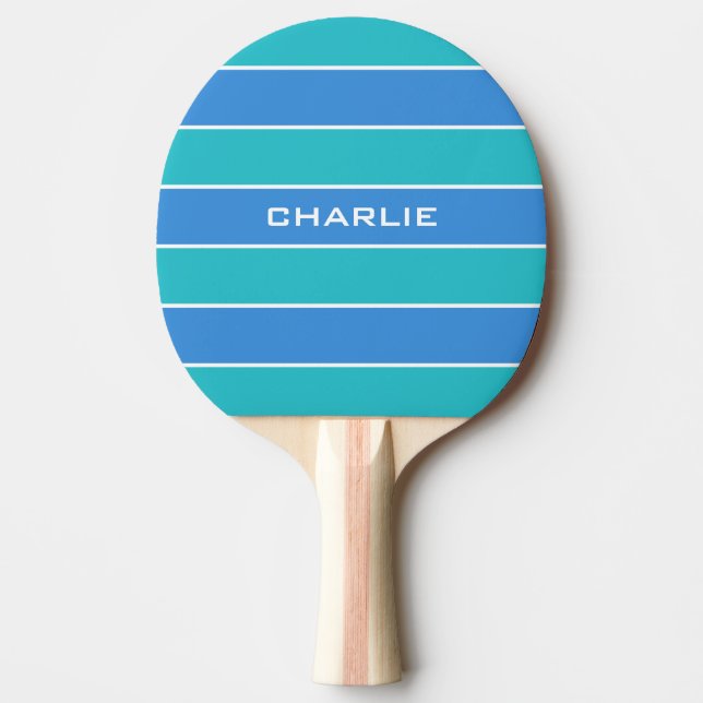 Stripes Pattern custom monogram ping pong paddle (Front)