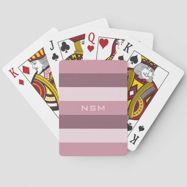 Stripes Pattern custom monogram playing cards (Back)