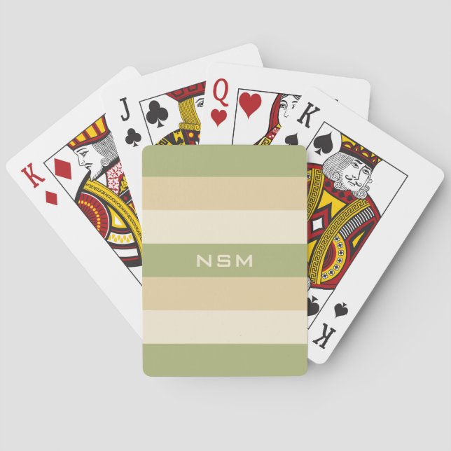 Stripes Pattern custom monogram playing cards (Back)