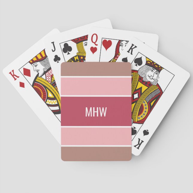 Stripes Pattern custom monogram playing cards (Back)