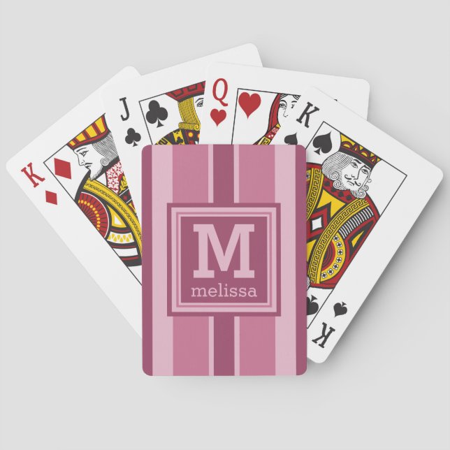 Stripes Pattern custom monogram playing cards (Back)