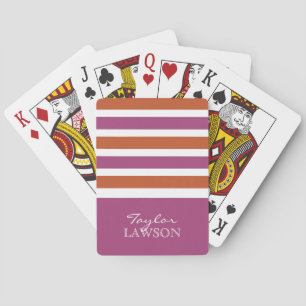 Stripes Pattern custom monogram playing cards