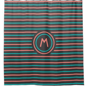Stripes Pattern custom monogram shower curtain