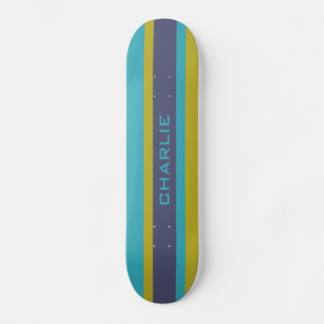 Stripes Pattern custom monogram skateboard (Front)