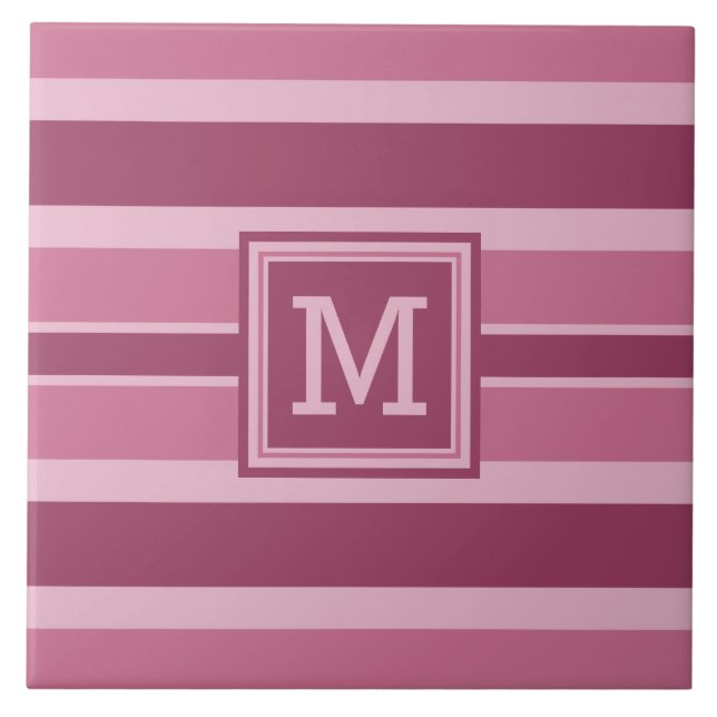 Stripes Pattern custom monogram tiles (Front)
