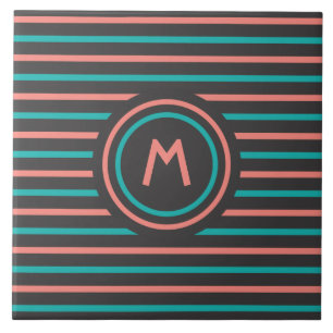 Stripes Pattern custom monogram tiles
