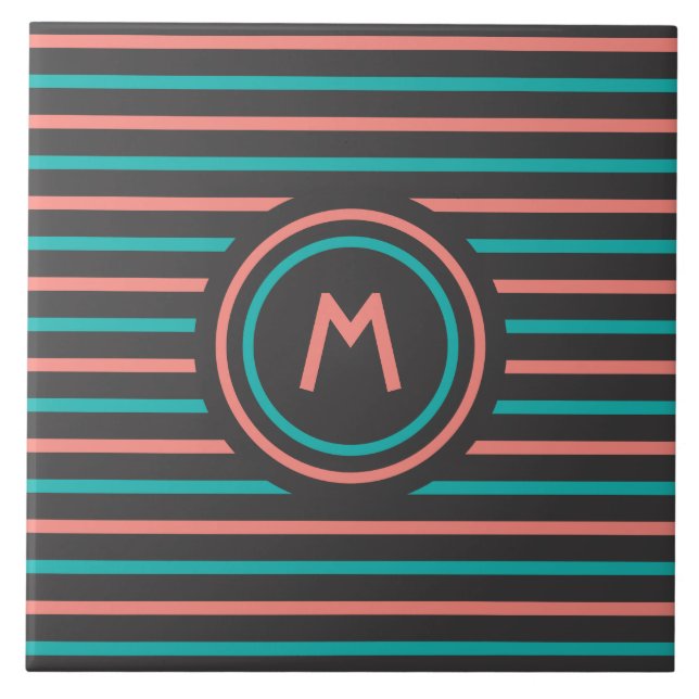 Stripes Pattern custom monogram tiles (Front)