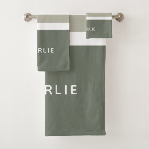 Stripes Pattern Custom Monogram towel set