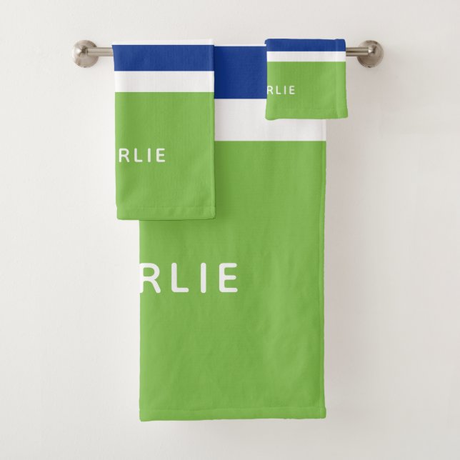 Stripes Pattern Custom Monogram towel set (Insitu)