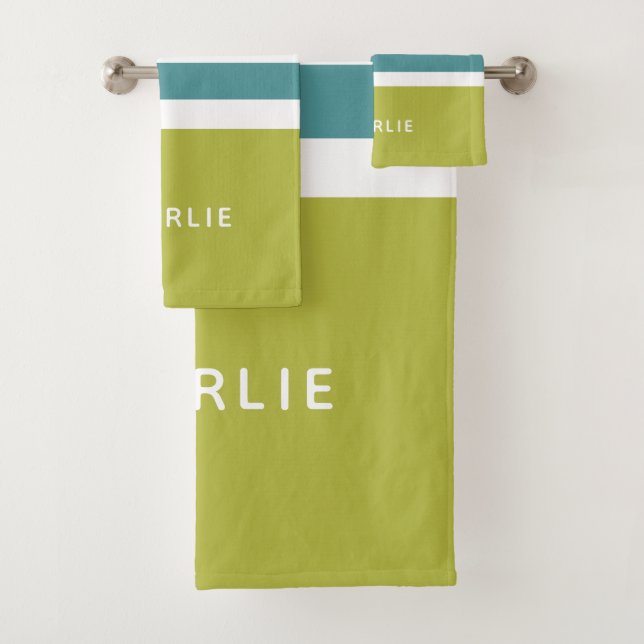 Stripes Pattern Custom Monogram towel set (Insitu)