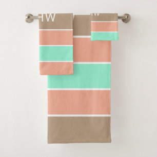 Stripes Pattern Custom Monogram towel set