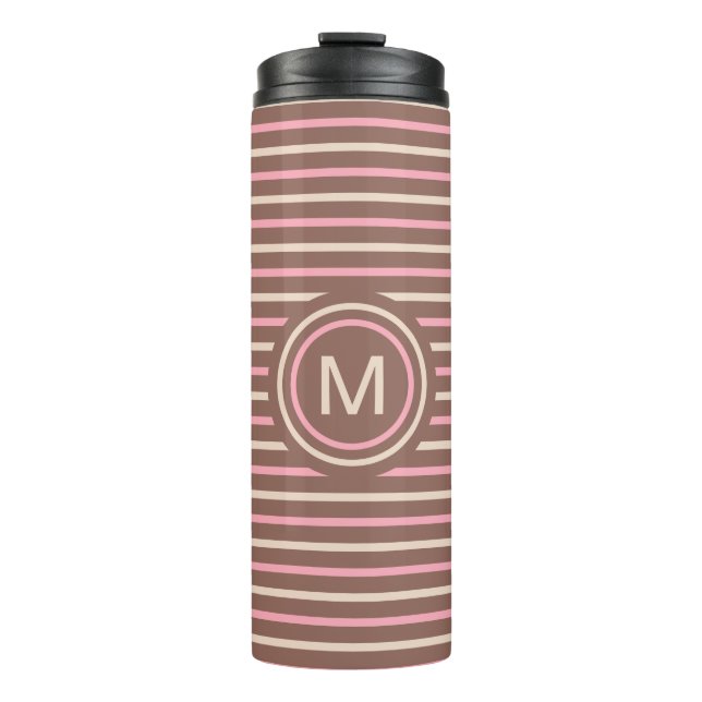 Stripes Pattern Custom Monogram tumbler (Front)